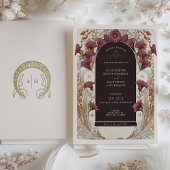 Zwarte Paarse Calla Lily Wedding Art Nouveau Mucha Kaart