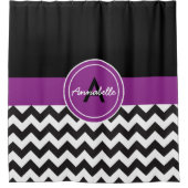 Zwarte Paarse Chevron Douchegordijn (Voorkant)