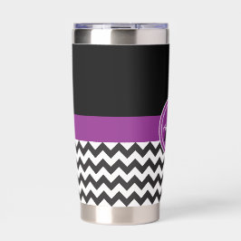 Zwarte Paarse Chevron Geïsoleerde Drinkbeker