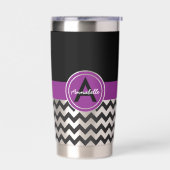 Zwarte Paarse Chevron Geïsoleerde Drinkbeker (Links)