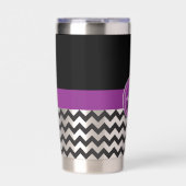 Zwarte Paarse Chevron Geïsoleerde Drinkbeker (Voorkant)