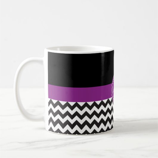 Zwarte Paarse Chevron Koffiemok (Links)