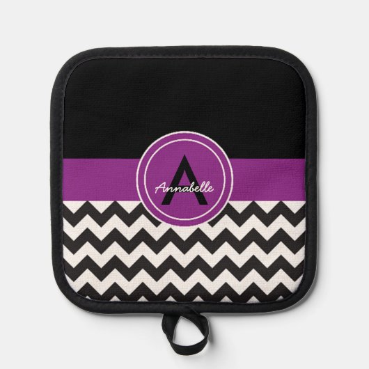 Zwarte Paarse Chevron Pannenlap (Voorkant)