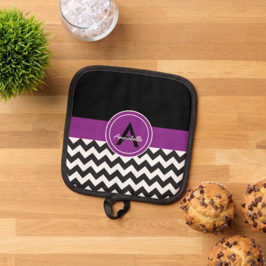 Zwarte Paarse Chevron Pannenlap (Top down)