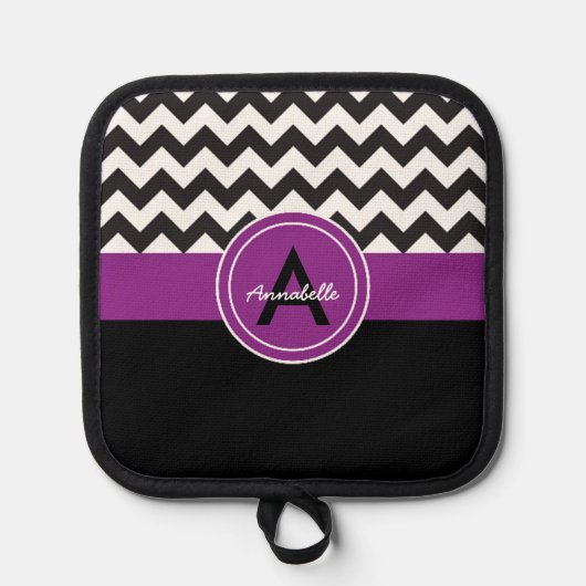 Zwarte Paarse Chevron Pannenlap (Voorkant)