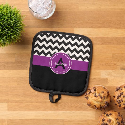 Zwarte Paarse Chevron Pannenlap (Top down)