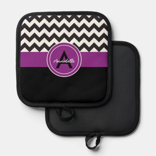 Zwarte Paarse Chevron Pannenlap (Voorkant / Achterkant)