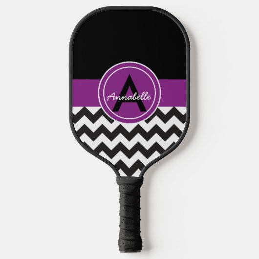 Zwarte Paarse Chevron Pickleball Paddle (Voorkant)