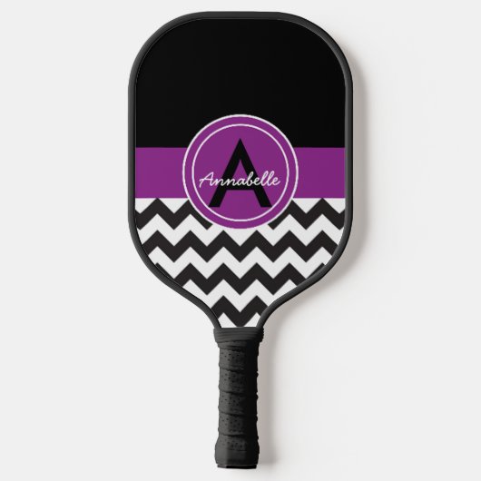 Zwarte Paarse Chevron Pickleball Paddle (Achterkant)