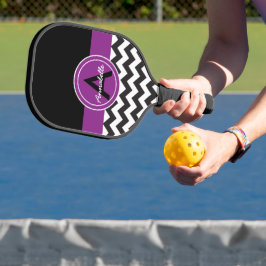 Zwarte Paarse Chevron Pickleball Paddle