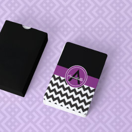 Zwarte Paarse Chevron Speelkaarten