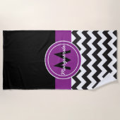 Zwarte Paarse Chevron Strandlaken (Voorkant)