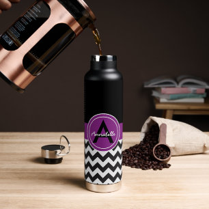 Zwarte Paarse Chevron Waterfles