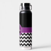 Zwarte Paarse Chevron Waterfles (Achterkant)