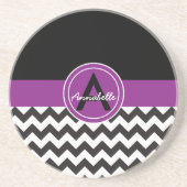 Zwarte Paarse Chevron Zandsteen Onderzetter (Voorkant)