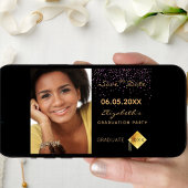 Zwarte paarse confetti Afstudeerfeest Save The Date