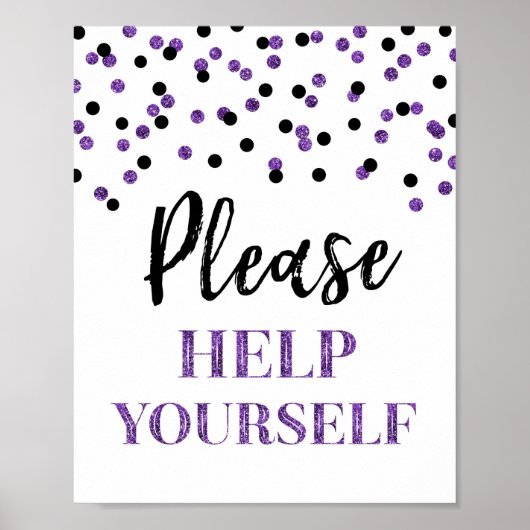 Zwarte Paarse Confetti Help uzelf Poster (Voorkant)