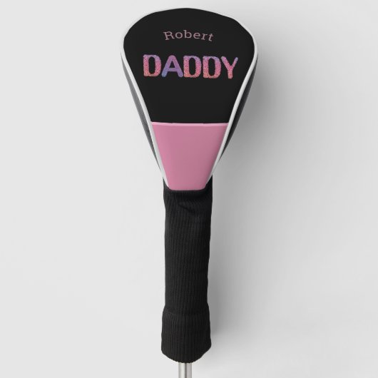 Zwarte &Paarse Daddy Custom Naam Golf Head Hoesje Golfheadcover (Voorkant)