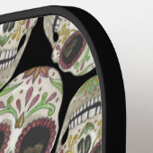 Zwarte Paarse Dag van het Dode Monogram Pickleball Paddle (Links Detail)