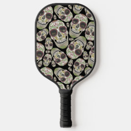 Zwarte Paarse Dag van het Dode Monogram Pickleball Paddle