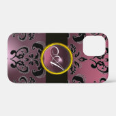 ZWARTE PAARSE DAMASKMONOGRAM Case-Mate iPhone CASE (Achterkant (horizontaal))