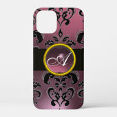 ZWARTE PAARSE DAMASKMONOGRAM Case-Mate iPhone CASE (Achterkant)