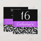 Zwarte paarse elegant, elke leeftijdse feestdag kaart (Voorkant / Achterkant)