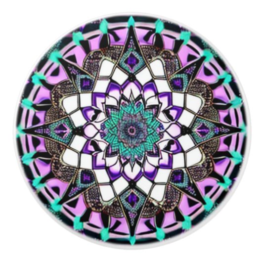 Zwarte, Paarse en Blauwgroen keramische knop (Voorkant)