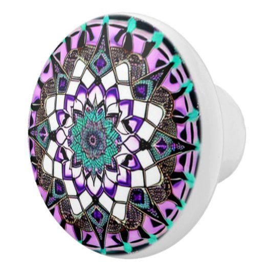 Zwarte, Paarse en Blauwgroen keramische knop (Rechts)