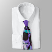 Zwarte Paarse en Blauwgroen verflijnen Stropdas (Gebonden)