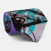 Zwarte Paarse en Blauwgroen verflijnen Stropdas (Opgerold)