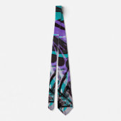 Zwarte Paarse en Blauwgroen verflijnen Stropdas (Achterkant)