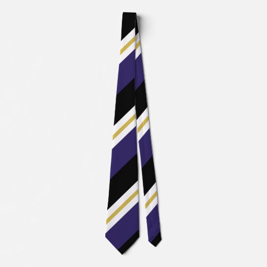 Zwarte Paarse en goudbrede streep Stropdas (Voorkant)