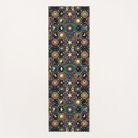 Zwarte, Paarse en gouden hemelse zon en sterren Yogamat (Voorkant)