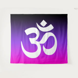 Zwarte Paarse en Neon Roze Ombre Om Symbool Wandkleed