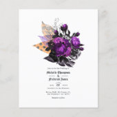 Zwarte, Paarse en Oranje Shabby Floral Wedding Flyer (Voorkant)