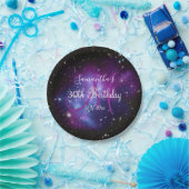 Zwarte Paarse en witte galaxy Celestial Birthday Papieren Bordje (Feest)