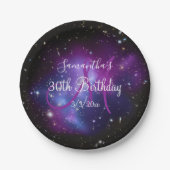 Zwarte Paarse en witte galaxy Celestial Birthday Papieren Bordje (Voorkant)