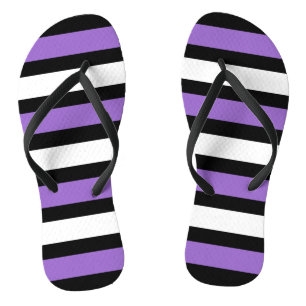 Zwarte, paarse en witte strepen teenslippers