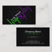 Zwarte, Paarse en zwarte haarstijlvolle tekst 2a b Visitekaartje (Voorkant / Achterkant)