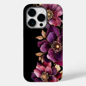 Zwarte Paarse Floral Case-Mate iPhone Case (Achterkant)