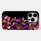 Zwarte Paarse Floral Case-Mate iPhone Case (Achterkant (horizontaal))
