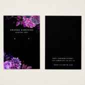 Zwarte paarse florale houder met oordeksel visitekaartje (Voorkant /achterkant)
