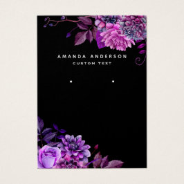 Zwarte paarse florale houder met oordeksel visitekaartje
