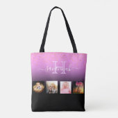 Zwarte Paarse foto-inkuvelmonogram Tote Bag (Achterkant)