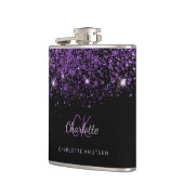 Zwarte paarse glinster monogram vriendin beste vri heupfles (Links)