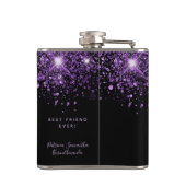 Zwarte paarse glinster monogram vriendin beste vri heupfles (Achterkant)