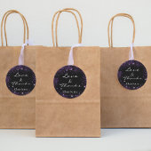 Zwarte paarse glitter dank je wel ronde sticker