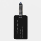 Zwarte paarse glitter druppelt op aangepaste monog bagagelabel (Achterkant verticaal)