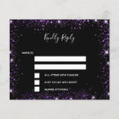 Zwarte paarse glitter elegant budget bruiloft RSVP Flyer (Voorkant)